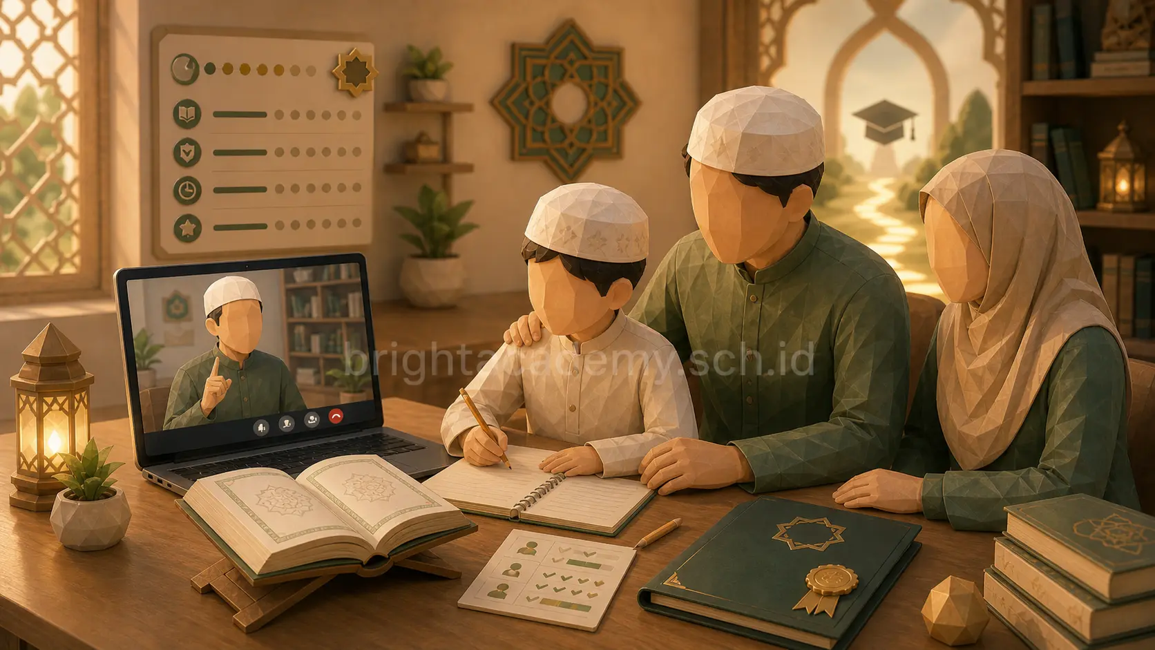 Suasana belajar homeschooling sunnah online bersama Bright Academy