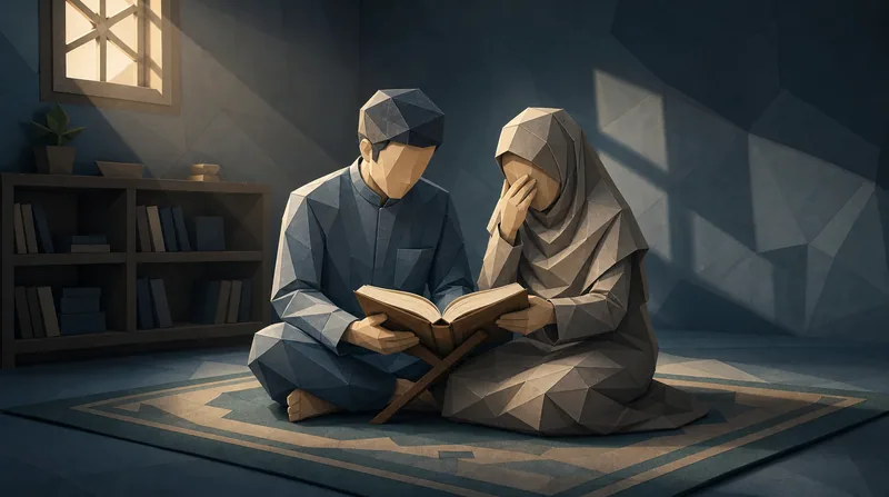 Ilustrasi poly-paper penyesalan saat ingin kembali dekat dengan Al-Qur'an