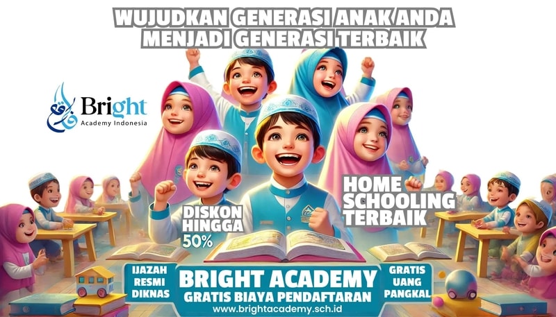 Poster program homeschooling Bright Academy untuk keluarga yang ingin belajar lebih aman