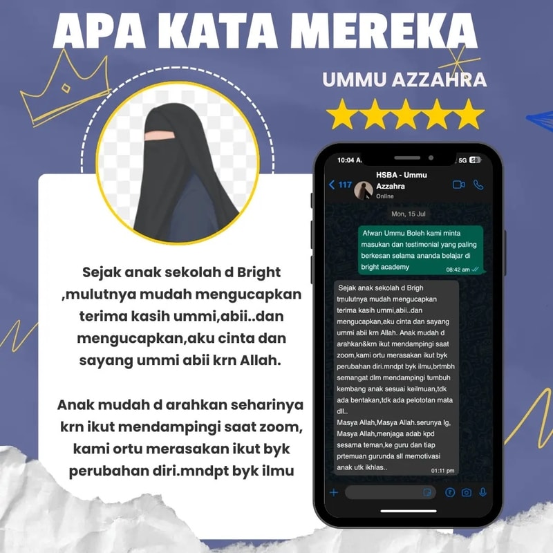 Testimonial wali santri Bright Academy pertama