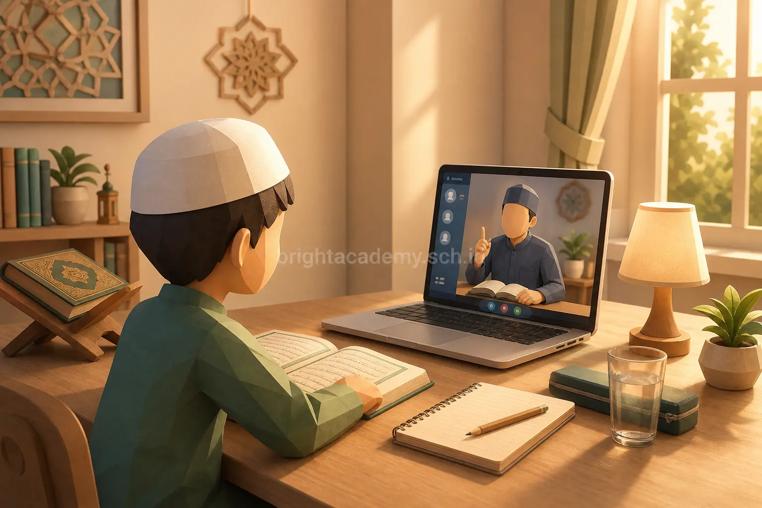 Sesi private ngaji online untuk anak bersama guru dan murid satu lawan satu